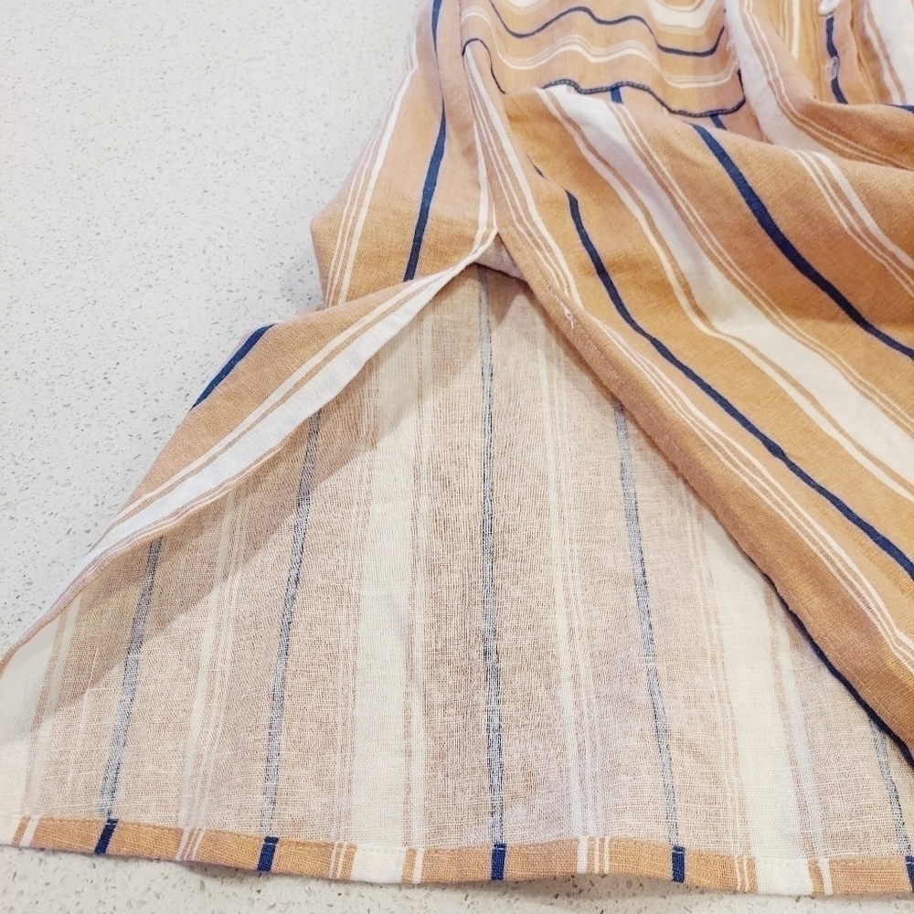 Lost + Wander Sun Dress XS Peach Stripe Button Front Lined Linen Blend NWOT - Picture 11 of 14